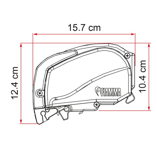 Side profile of Fiamma F80 awning showing dimensions